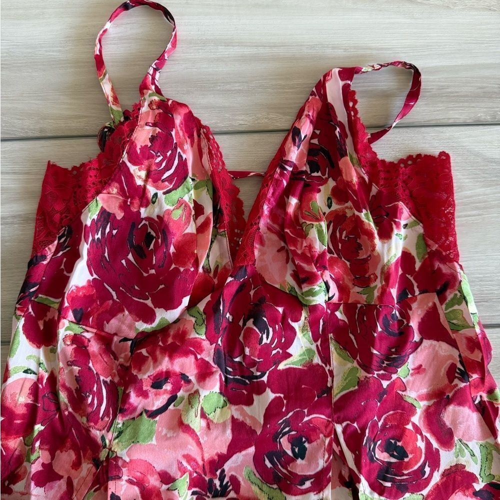 Adore Me Malaya Slip Dress Red Print Medium NWT